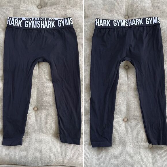 Gymshark Crop Black Logo Waistband Leggings S - Picture 1 of 4